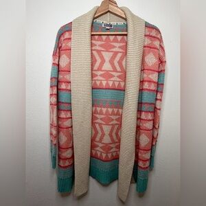 Y2K Roxy Early Doors Southwest Aztec Print Open-Front
Cardigan Sweater Size XS